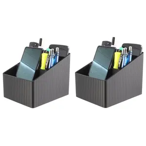 PowerTRC 3D Printed Remote Control Holder – 3-Compartment TV Remote Caddy & Desk Organizer for Living Room, Office, Bedroom – Smooth PLA, Non-Slip Base, No Assembly(2 PCS) – Made in USA