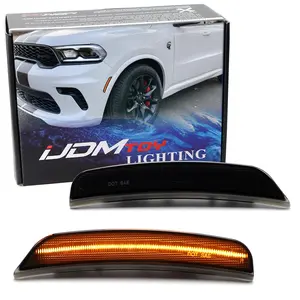 iJDMTOY Black-Out Smoked Lens 36-SMD Amber Yellow Full LED Front Bumper Side Marker Light Kit For Dodge 2021-up Durango