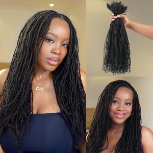 DAIXI Sister Locs Extension Human Hair Natural Black Interlock Locs Handmade Micro Dreadlocks with Curly Ends Afro Kinky Bulk Fluffy Afro Kinky
