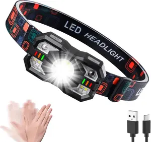 Headlamp Rechargeable, 1200 Lumen Super Bright LED Headlight Motion Sensor, 10 Mode  Lightweight Headlamp Flashlight with Red Light, for Hiking Running Fishing Cycling Camping