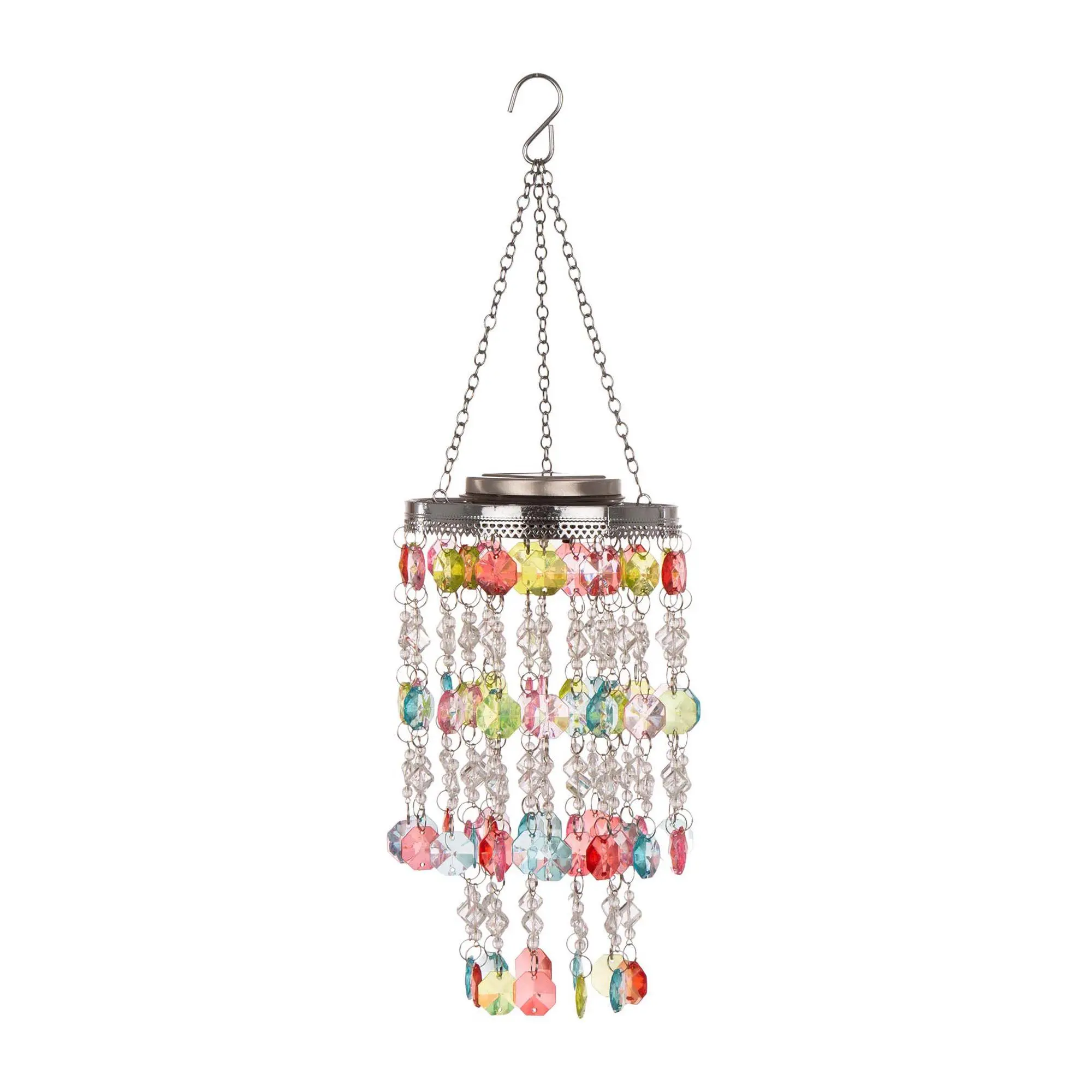 Glitzhome Solar LED Lighted Jewel Beaded Wind C hime-Multi Glitzhome Solar LED Lighted Jewel Beaded Wind C hime-Multi