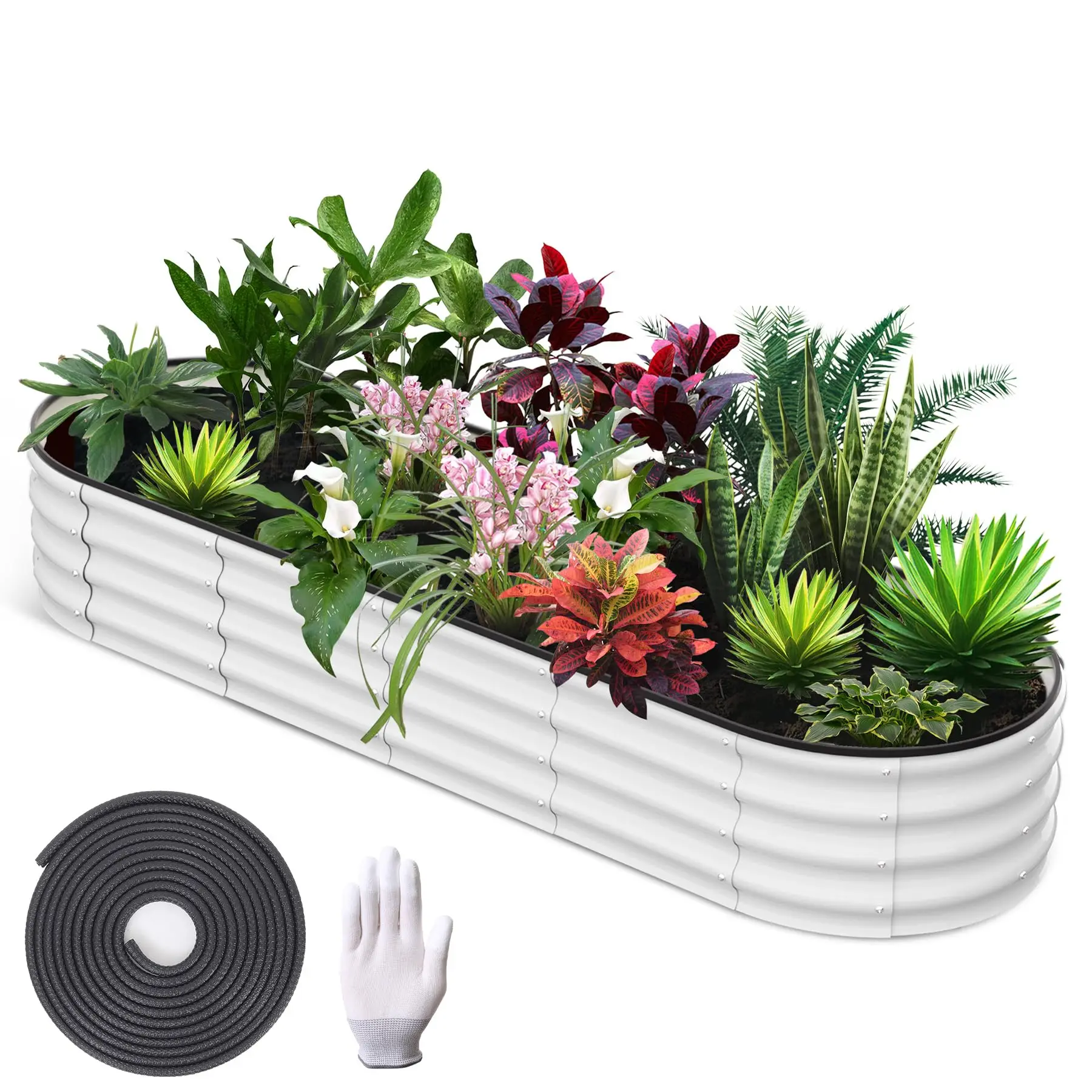 Garvee Heavy-Duty Galvanized Metal Raised Garden Bed Set – Large Outdoor Planter Boxes with Deep Root & Bottomless Design – Weather Resistant, Rust Proof – Includes 2x2x1FT & 3x3x1FT in Dark Grey & White – Ideal for Vegetables, Flowers, Herbs