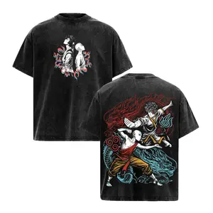 Avatar The Last Airbender Vintage Oversized T-Shirt – Aang Zuko Elemental Fight Anime Graphic Tee, Anime Streetwear Apparel, Soft Cotton Casual Unisex Top