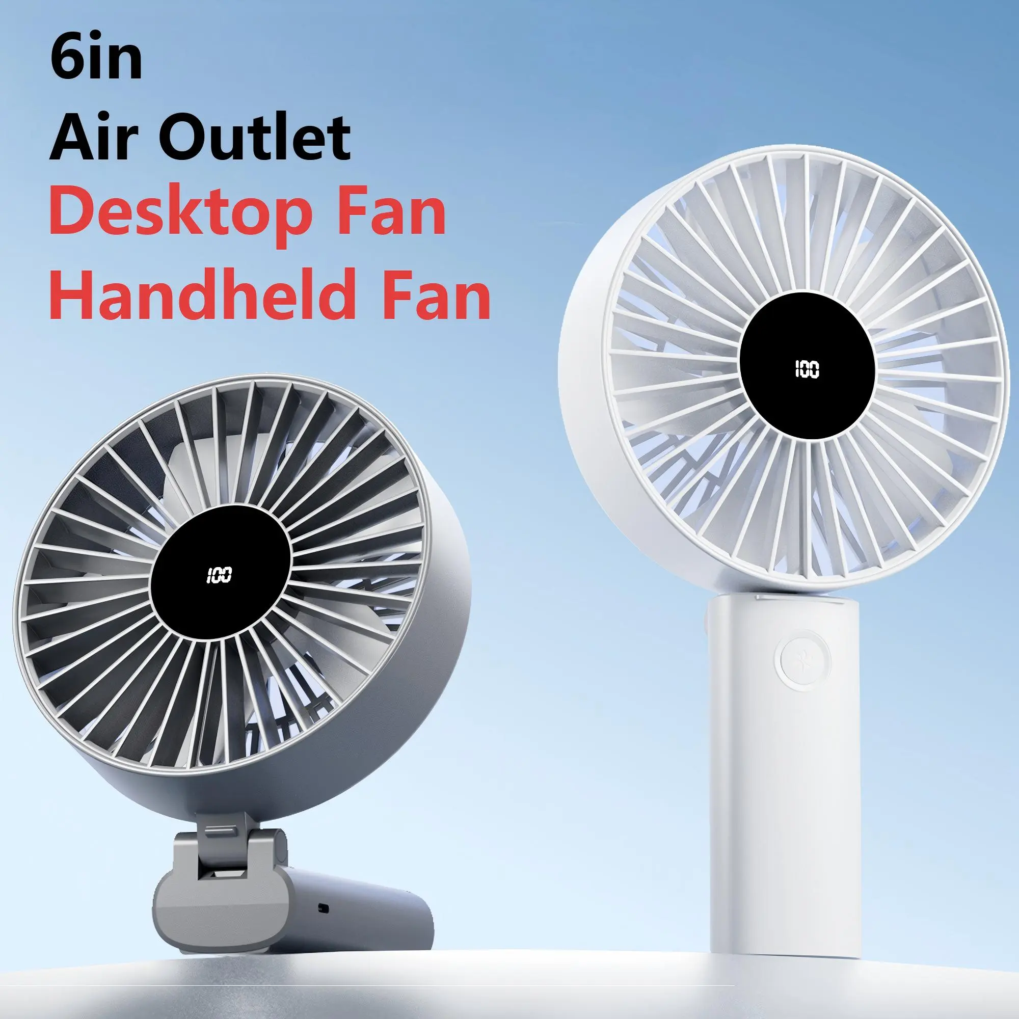 Portable Desk Fan, Handheld Fan & Desktop Dual-purpose Fan, Small but Powerful with 100 Speed, Low Noise for Outdoor, Home, Dorm, Office, Bedroom