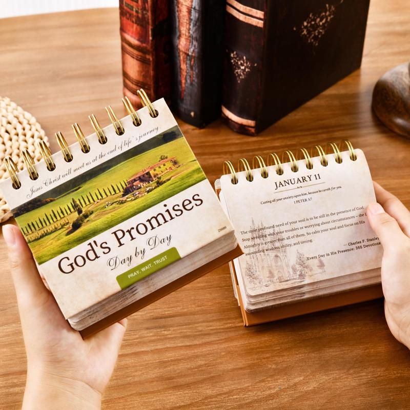 Motivational Calendar - Daily Bible Quote Calendar, 5.3" x 4.85", Undated Flip Calendar for Desk, Bible Verse Calendar, Perpetual Desk Calendar, Christian Desk Decor with Retro Thick Paper, Hardbound