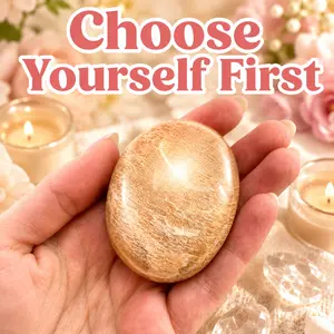 MIRGREE Peach Moonstone Palm Stone - Spiritual Stone for Meditation & Decoration, Self-Love Gift with Message Card, Suitable for Her, Birthday/Holiday Present, Small Peach for Palm Stone(Without Box)