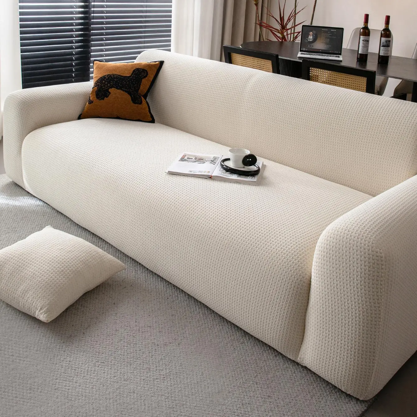 Modern Solid Color Sofa Cover, Sofa Couch Covers, 1 Count Washable Sofa Slipcover, Dustproof Sofa Protector, Reusable Couch Protector, Sofa Protective Cover for Home Living Room, Home Decor