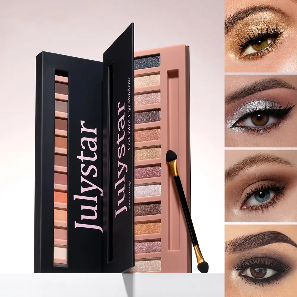 12-Shade Matte Earth Tones Neutral Eyeshadow Palette - With Subtle Shimmer for Highlighting, Smoky Eye Makeup, Ideal for Parties, Daily Use