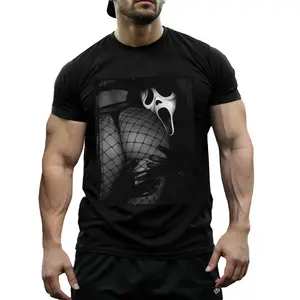 Vintage Horror Movie Ghost Face Graphic Tee, Spooky Season Scary Shirt for Halloween, Thriller Film Vibe Retro Top for Men