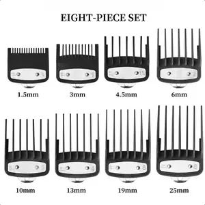 8-Piece Professional Hair Clipper Comb Set, Professional Clipper Guard Set Compatible with Most Wahl Clippers (1.5-25mm), Barber Equipment for Barber Kit Clipper Blade Hair Cutters