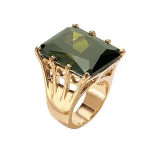 Large Exaggerated Square Zircon Women's Ring Niche Design Marquise Shape Moissanite No Attribute Specified