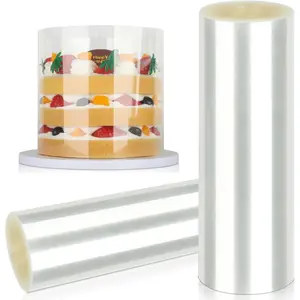 6 x 394inch/1 Roll Transparent Acetate Cake Roll Professional Acetate Sheets for Baking Elegant Cake Wrapping Edge Decorating