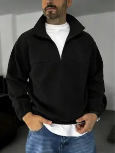 Men's Half-Zip Fleece Pullover, Spring & Fall Comfort Essential, Casual Fashion, Soft and Warm, Perfect for Daily Wear