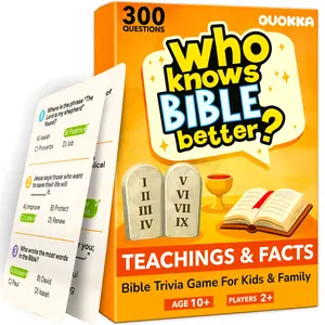 QUOKKA Bible Knowledge Card Game - 300 Faith-Based Questions, Family Fun Card Game for Kids & Teens, Ideal for Family Nights, Cards Game, Family Fun Game