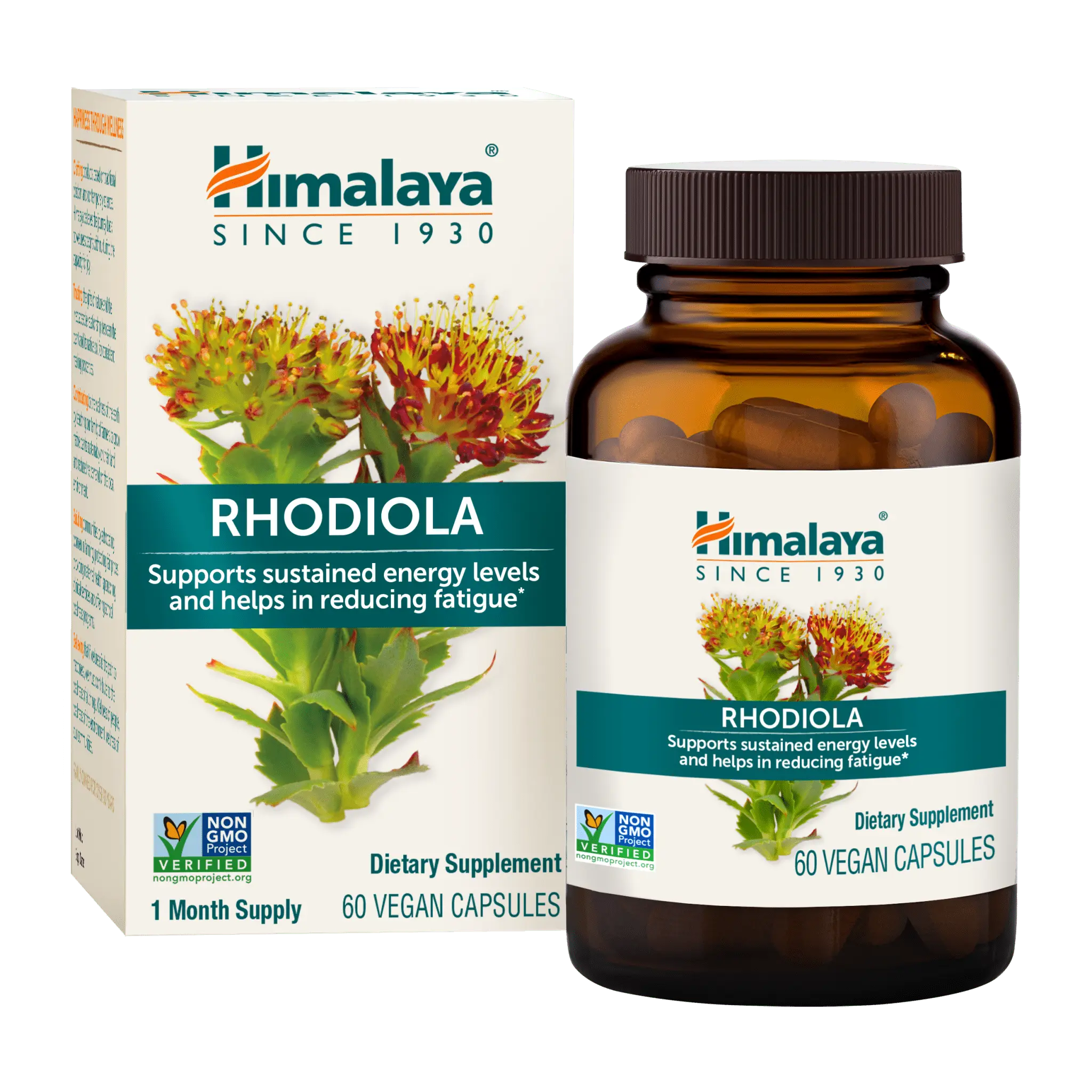Himalaya Rhodiola Rosea - Herbal Energy Supplements for Supporting Stress Relief, Energy, and Exercise Endurance - Vegan, Gluten Free, 250 mg, 60 Capsules