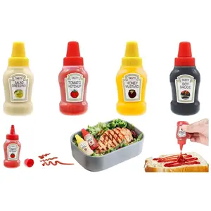 4 Pack Mini Ketchup Bottles, 25ML Condiment Squeeze Bottles, Portable Plastic Containers, Ideal for Adults, Office, Lunch Boxes, Picnics