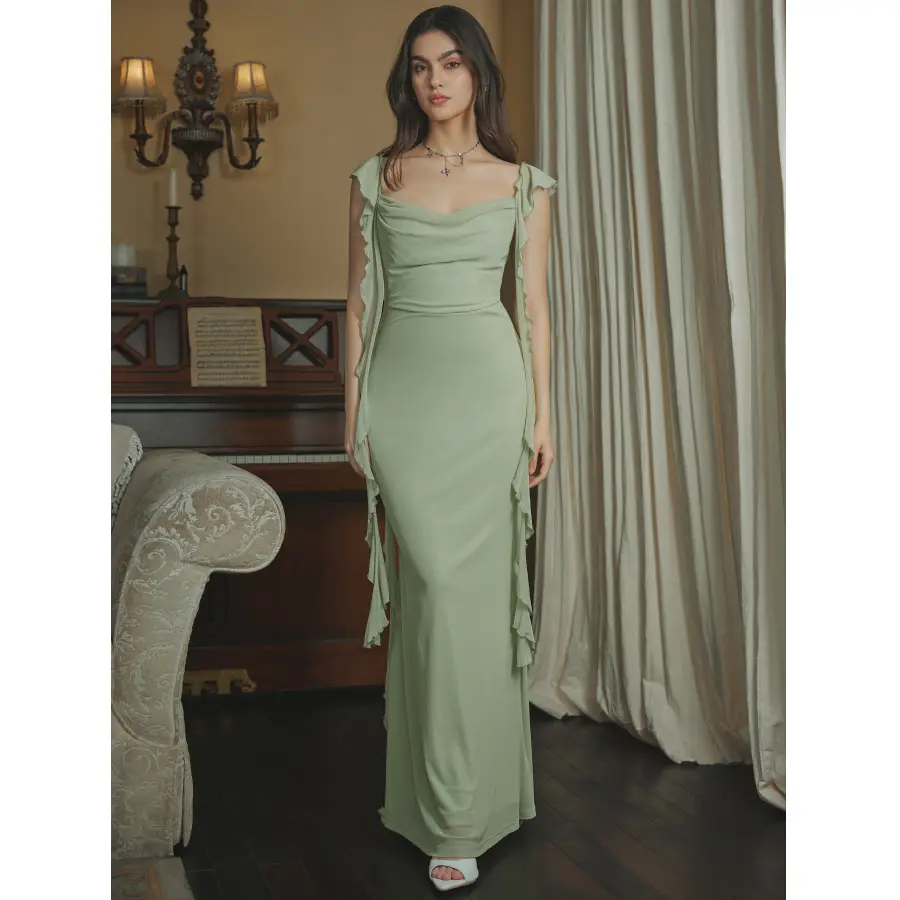 Cider Mesh Ruffle Hem Maxi Dress - TikTok Shop Cider Mesh Ruffle Hem Maxi Dress - TikTok Shop