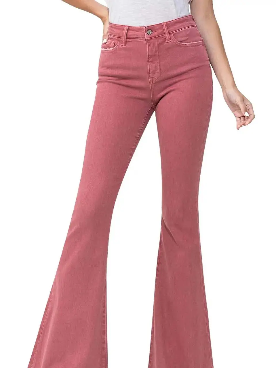 Flying Monkey Vervet High Rise Super Flare Jeans - Women's Bottoms, Model with High Rise Design, Stylish Fit - Womenswear
