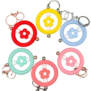 Stylish Silicone beaded daisy keychain, cute, colorful, sassy, purse charm, backpack charm, diaper bag charm,