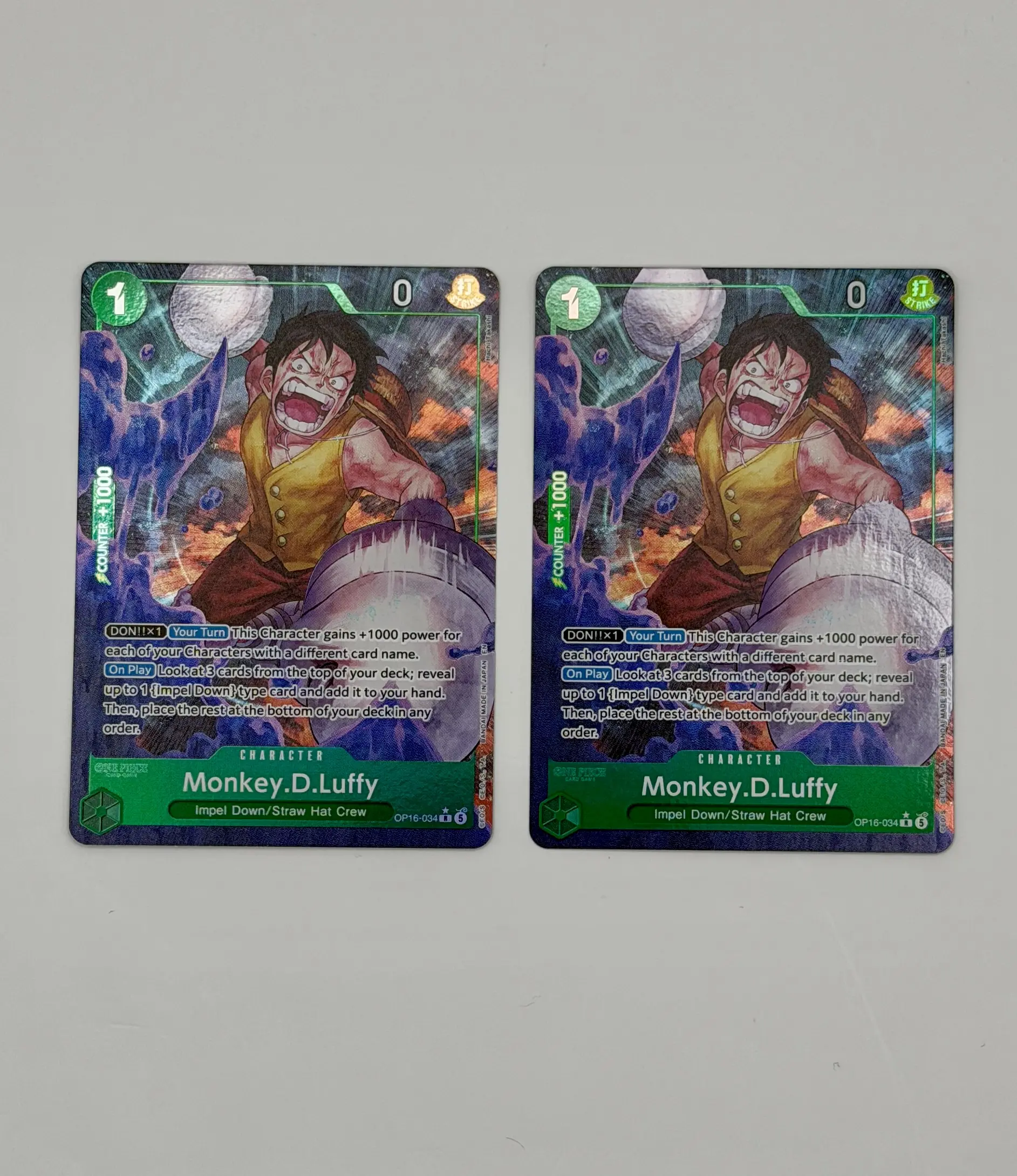 Monkey.D.Luffy 034 Alternate Art The Time of Battle OP16 Lot of 2