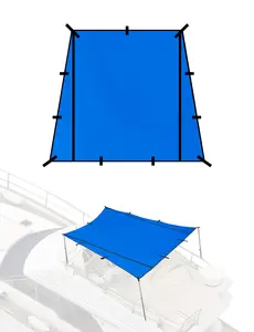 BLUEWING Sunshade for Fishing Boats Boat Shade Canopy Waterproof Durable 1200D Polyester Boat Sun Shade Foldable Boat Umbrella for Sun Protection, 6-8ft