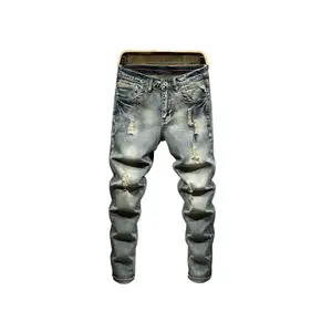 Plus Size Men's Ripped Denim Pants High Street Style Plus Fit, PLUS SIZE Low Rise Raw Hem Shorts bootcut jeans men Distressed Slim Straight Jeans baggy men’s shorts pants Casual Breathable summer leopard white Retro Camouflage Double versatile casual wear