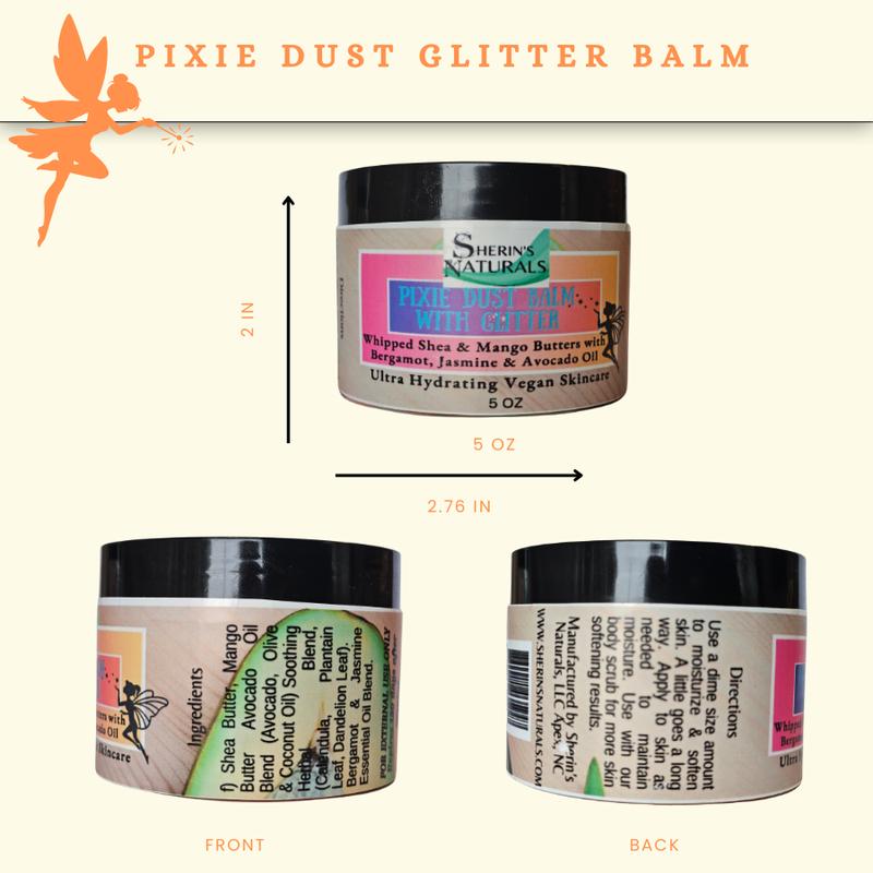 Sherin's Naturals Pixie Dust Glitter Balm  - A blend of 5 vegan moisturizers for deep long-lasting hydration with all natural botanical scent
