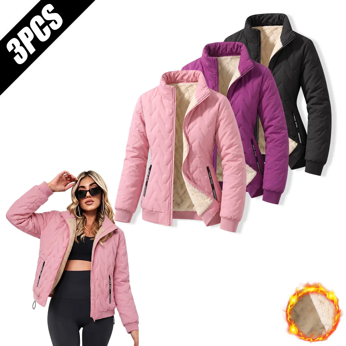 Women's Ultrasonic Quilted Stand-Collar Jacket, 100% Polyester – for winter commutes, travel, or office – warm, lightweight, sleek – cozy, polished, effortless.