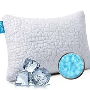 Cooling Bed Pillows for Side Back Stomach Sleepers, Adjustable Shredded Memory Foam Cooling Gel Pillows Firm and Supportive for Sleeping with Removable Cover, Mother's Day Gifts, Bedroom Decor