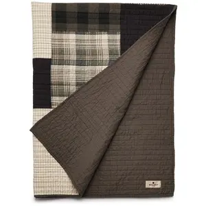 212 MAIN Winter Hills Quilted Throw WR50-1786 - Tan, Lightweight, Pieced Checkered Print Plaid Mix, Quilted Design, Year-Round Bedding Accessory for Checkered Print Duvets