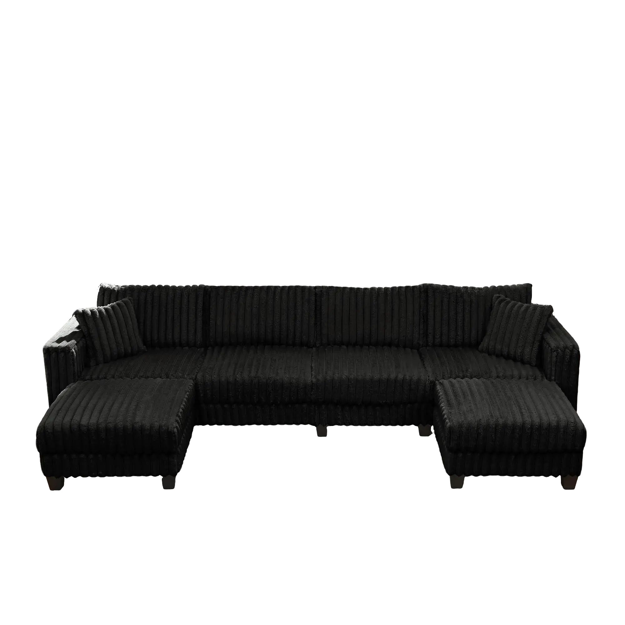 【Shipped in three or More Packages】Giratree Furniture 137" Faux Rabbit Fur U-Shaped Modular Sectional Sofa with Chaise – 6 Seater Deep Seat Couch for Living Room, Bedroom, Apartment – 137"W x 59"D x 33"H