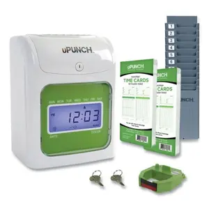 Workwell PPZHN1500 HN1500 Electronic Non-calculating Time Clock Bundle, LCD Display - Beige & Green
