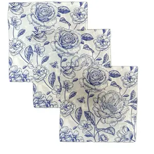 Decoupage paper napkins. Chenioserie print in blue and white.