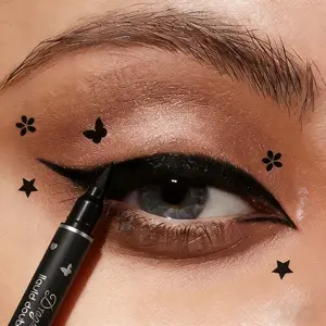 5Pcs Double Ended Liquid Eyeliner Pencil Set Long Lasting Natural Makeup Quick Dry Non Smudge Waterproof Hear SummerVibest Star Design Stamp Kit Pens Suitable For Beginner Cosmetic