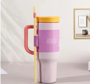 Owala 40oz Insulated Tumbler with Handle & Straw Holder, Double-Walled Stainless Steel, Leakproof Lid, Great for Iced Coffee, Gym, Travel & Commute Drinkware Flasks Mug  Bottled     Portable beverage coffee  water bottles new gourd fake Engine-Themed can