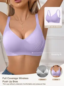 Women's Casual Daily Bra Comfortable Breathable Comfy Bra Skin-Fit Seamless Jelly Strap No Underwire, Plain Pattern Buckle Design, Perfect for Everyday Wear Supportive Wireless Bra