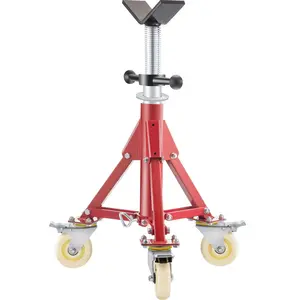 Father's Day Gift VEVOR Pipe Stand, Pipe Jack Stand, V Head Pipe Stand Adjustable Height 20-37 Inch, Pipe Jack Stands with Casters 882 LB, Folding Portable Pipe Stands 1/8 to 12 Inch Pipe Supporting, Steel Jack Stand