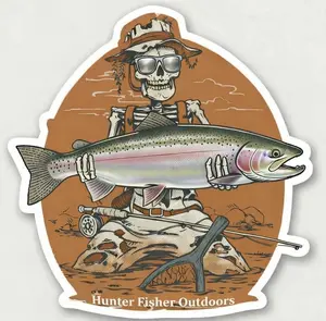 Skeleton Holding Steelhead sticker