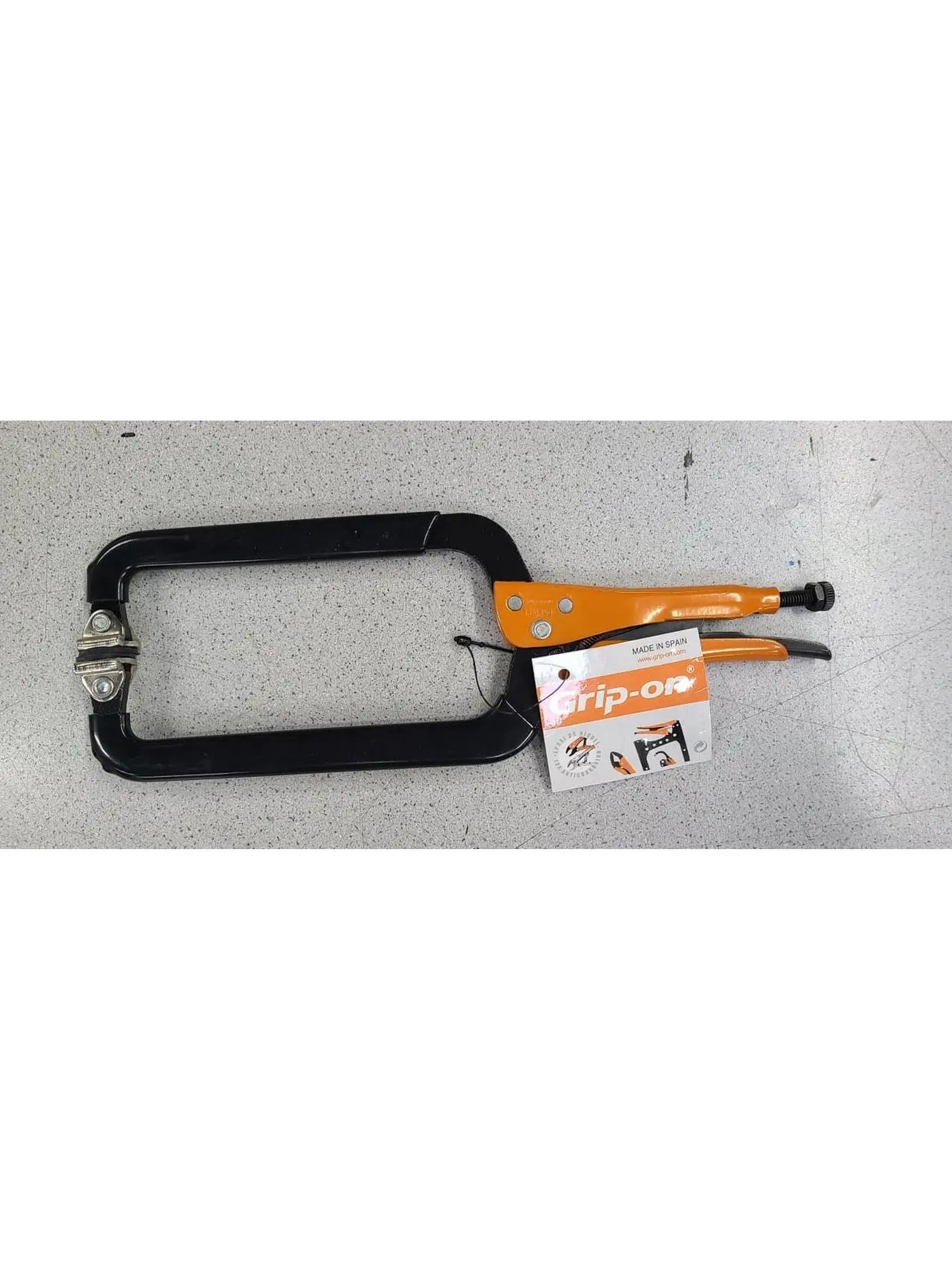Grip-On GR224L150 6 in. Light-Weight Steel Long C-Clamp - Self-Locking Holder Clamp with Swivel Rubber Tips, Epoxy Coating, 10.5 lbs, Ideal for Aviation, Bodywork, Garage Use