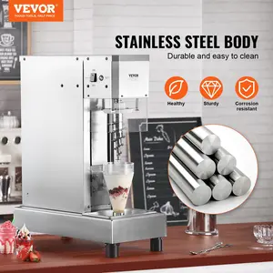 【fathersdaygift】VEVOR Ice Cream Blender, 750W High-Speed Ice Cream Maker Mixer Stir Machine 1740RPM, 304 Stainless Steel Ice Cream Shaker, Long Handle + PC Protective Shield, Customizable with any Flavor of Ice Cream