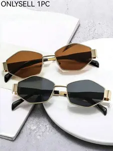 Women's Metal Frame Rhombus Fashion Glasses, Elegant Design, Suitable for Daily Wear and Outdoor Activities, Stylish Women's Eyewear