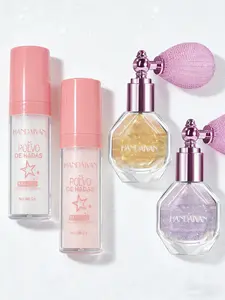 HANDAIYAN Polvo De Hadas Glitter Combo Set, Spray & Stick Dual-Form Shimmer Powder, No-Mess Fairy Dust Highlighter for Face Body Hair, Multi-Use Sparkle for Concert Festival Coquette