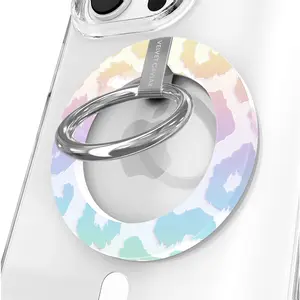 Velvet Caviar White Opal Leopard MagSafe Grip Ring – Stylish Magnetic Phone Stand & Grip with 1,600g Magnet for iPhone & Cases