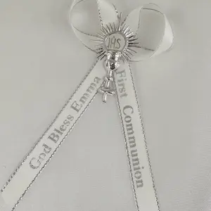 First Communion Baptism,Ribbons - Customized Event Decorations with White Accent for Special Celebrations - Ribbon for First Communion & Baptism Event