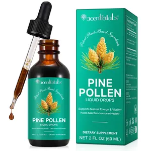 60ML Pine Pollen Liquid Oil 1200MG - Pine Pollen Powder Liquid Drops for Men & Women - Vegan, Sugar & Alcohol-Free Supplement - 2 fl oz