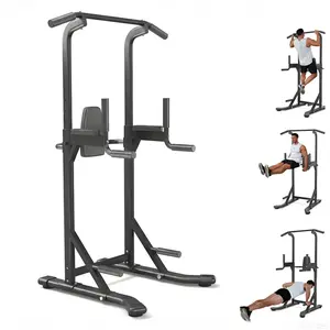 Power Tower Pull Up Bar Dip Station, 450LB Heavy Duty Carbon Steel Pullup Stand for Home Gym, Freestanding Strength Training Equipment, Bodyweight Workout Station, Indoor Fitness Rack, Chin Up Dip Bar