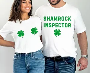 St Patrick’s Day Couple Matching Shirts, Funny Shamrock His And Hers T-Shirts, Irish Pub Crawl Outfit For Couples, Green Lucky St Patty’s Day Gift Tee For Boyfriend Girlfriend Or Husband Wife