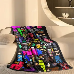 Pixel Art Minecraft Flannel Blanket, Soft Cozy Skin-Friendly Throw for Home Use, Perfect Holiday Gift for Any Occasion