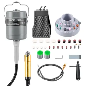 VEVOR Flex Shaft Grinder, 780W 25000RPM Electric Flex Shaft Rotary Tool, Foot-Pedal Control Hanging Carver Grinder with 112PCS Accessory Kit for Sanding Buffing Polishing Cutting spice