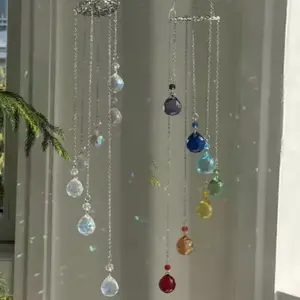 Tree of Life Sun Catcher, Seven-Color Ab Lantern Crystal Wind Chime, Hanging Decor, Home & Garden Decoration Rainbow Maker, Unique Gift Idea